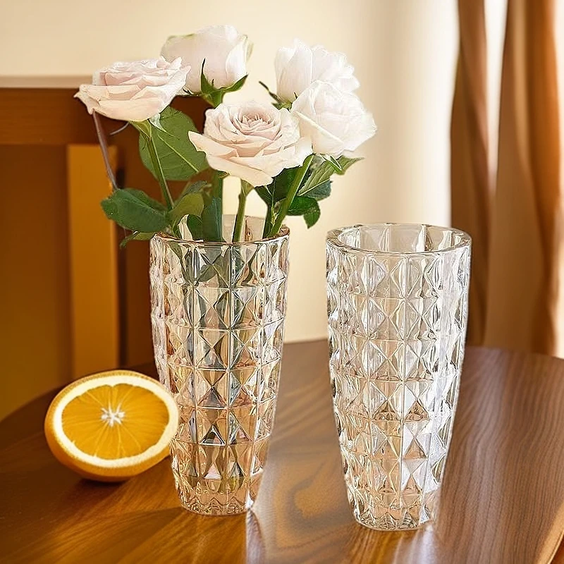 水晶花瓶大号玻璃轻奢高级感客厅插花养玫瑰百合鲜花装饰花器摆件