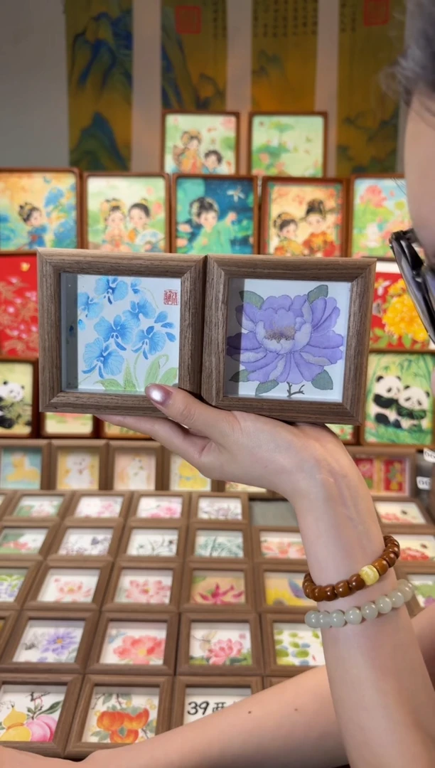 国画紫牡丹 蝴蝶兰 一组11