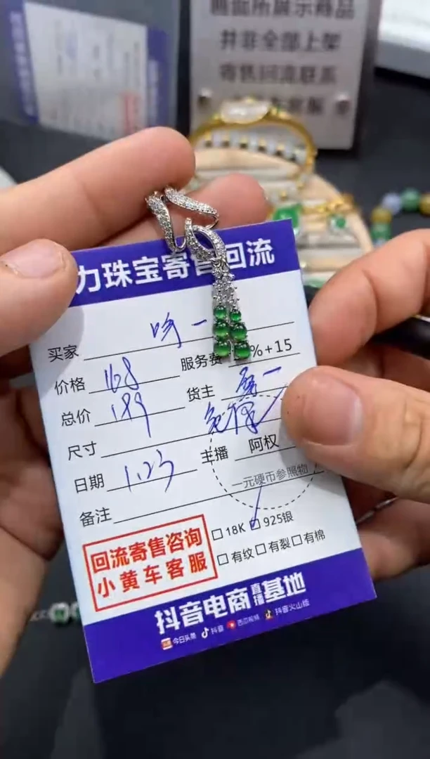 【闪购商品】翡翠耳饰银S925镶嵌寄售不退换