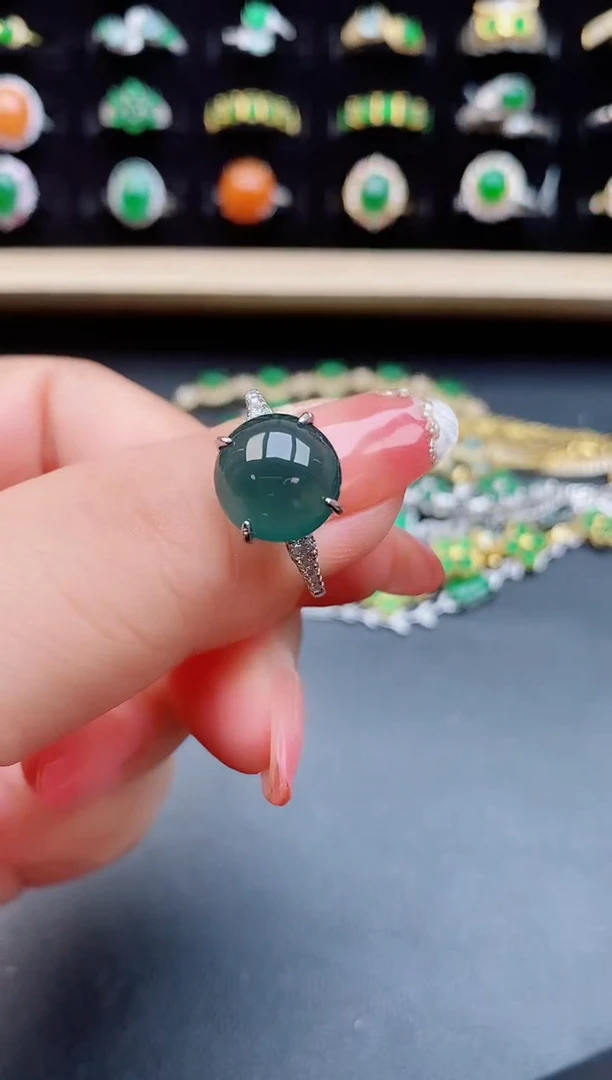 【闪购商品】翡翠戒指银S925镶嵌5085