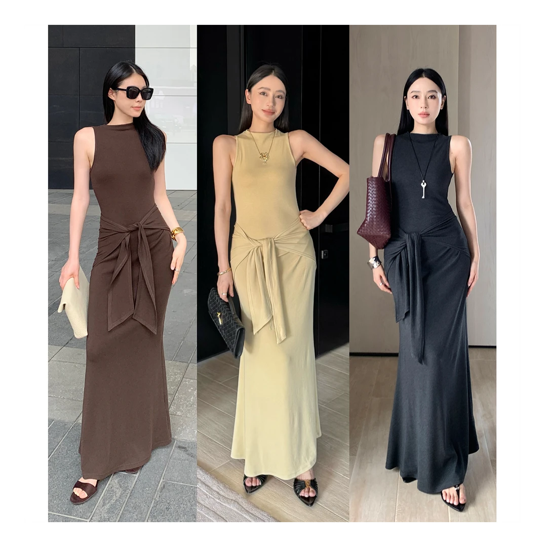 【Venus女神裙】可拆披肩背心裙 修身法式连衣裙女