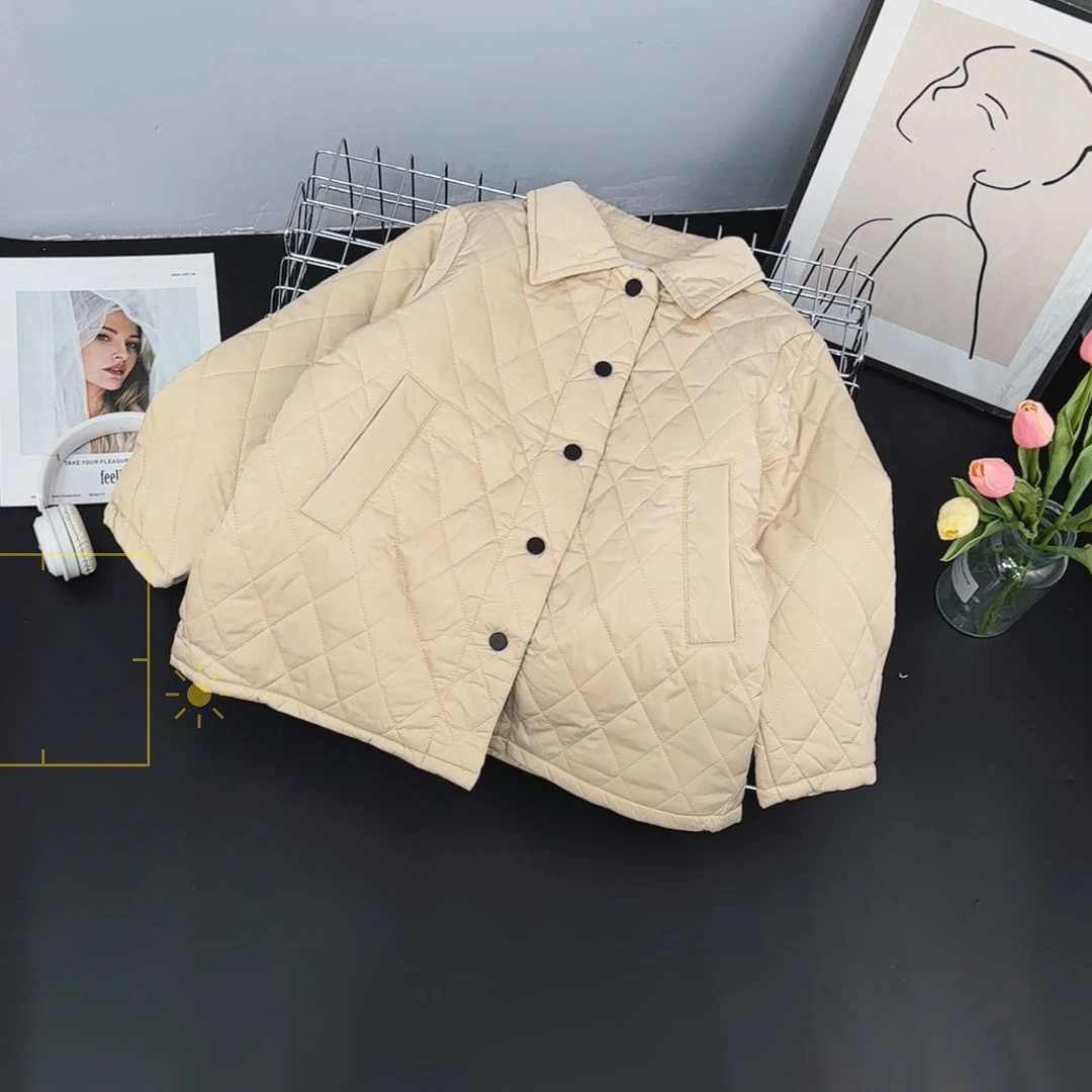 23012高端专享秋冬季翻领夹棉外套米色