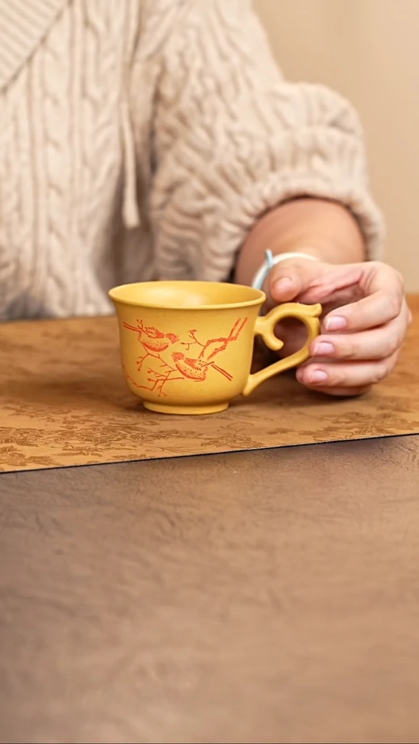 茶杯紫砂宜兴原矿紫砂如意把主人杯