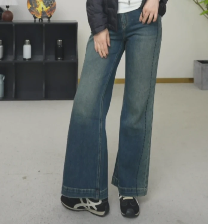 【U.M】高端定制刺绣喇叭裤牛仔裤显瘦显高T400纤维