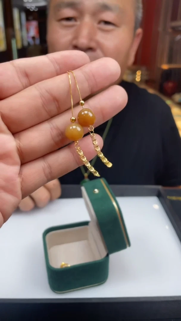 和田玉银S925镶嵌耳饰552678-F50-多样性发其—