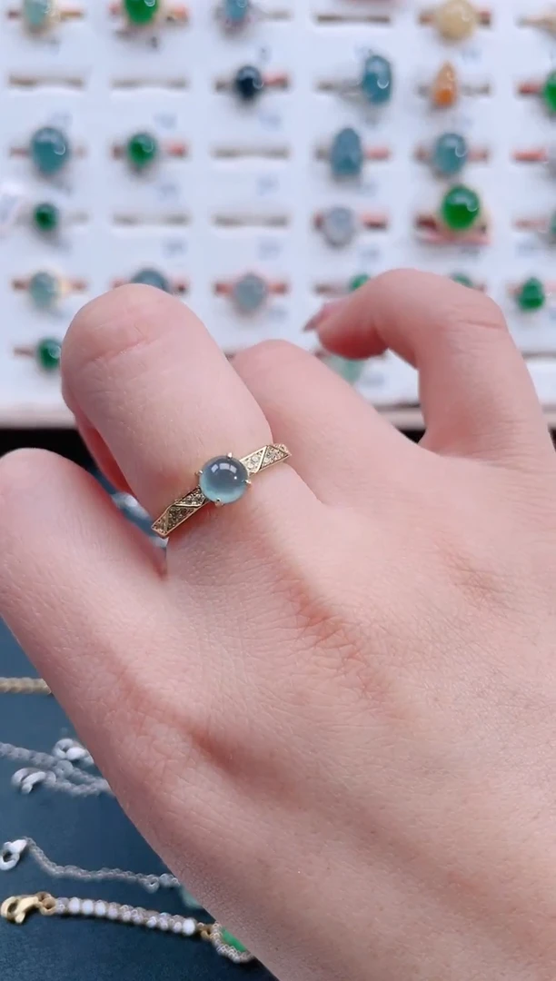 银S925镶嵌戒指翡翠天然翡翠