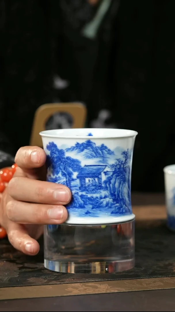 景德镇良朋柴窑山水杯