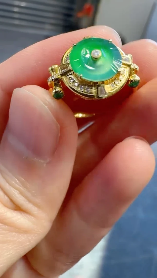 翡翠戒指18K金镶嵌多样性团购批量发一件
