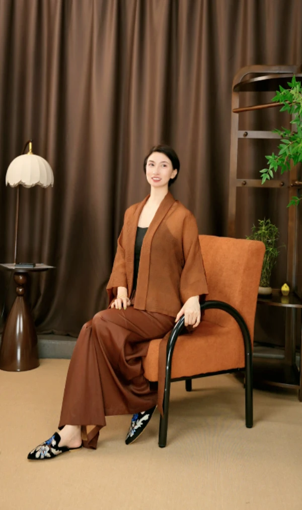 朱霞裁云极简时尚优雅气质百搭阔腿裤香云纱【曾小娘高定】K0004