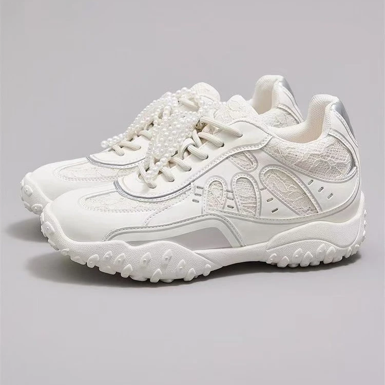 月牙底~7cm隐形内增高德训鞋珍珠阿甘休闲运动鞋透气2025春新款