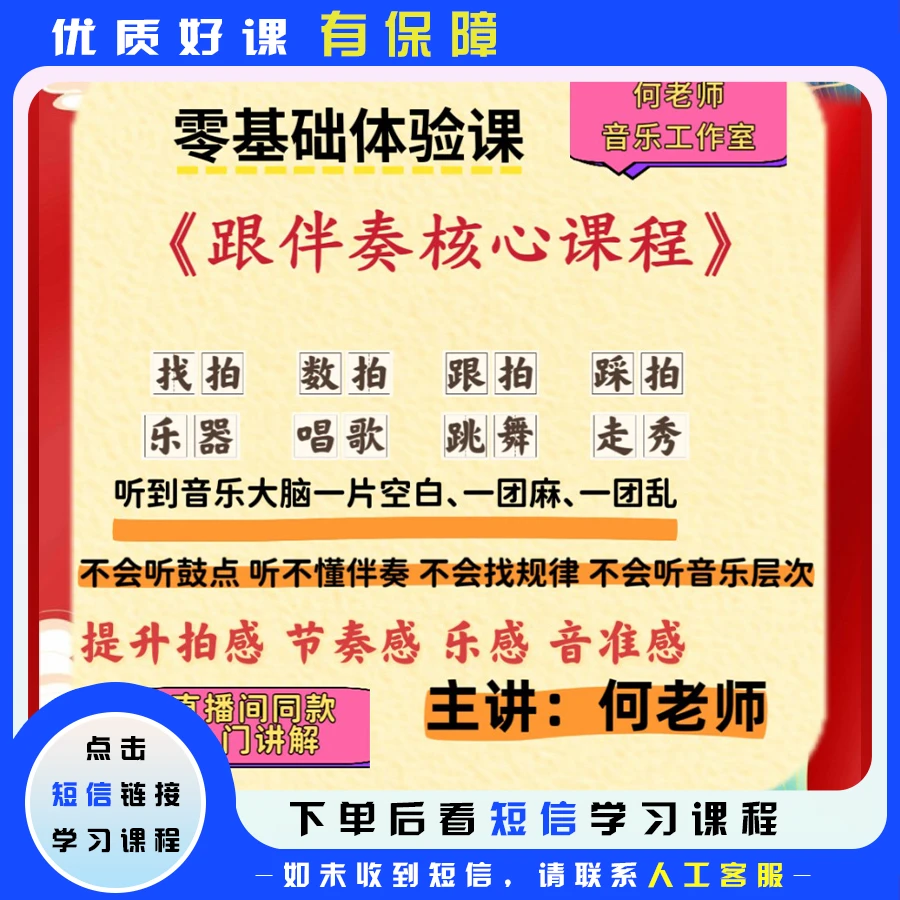 【点短信去看课】《跟伴奏核心课程》零基础入门体验课