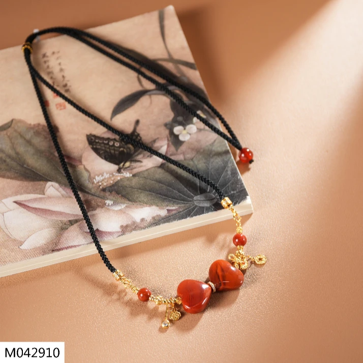 【老掌柜讲珠宝】心连心南红双爱心项链 M042910