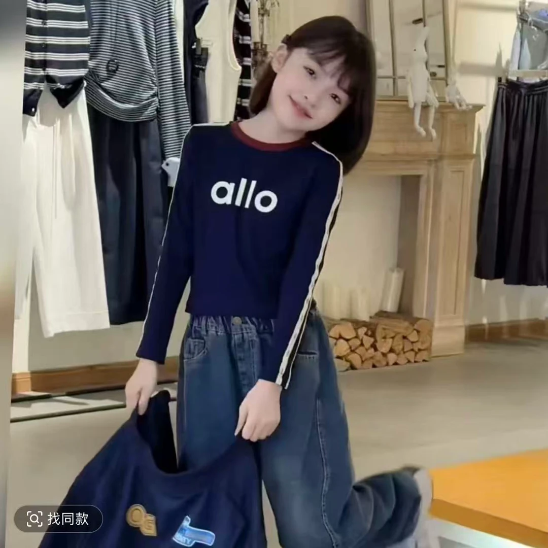 潮酷女孩百搭字母长袖打底衫T恤