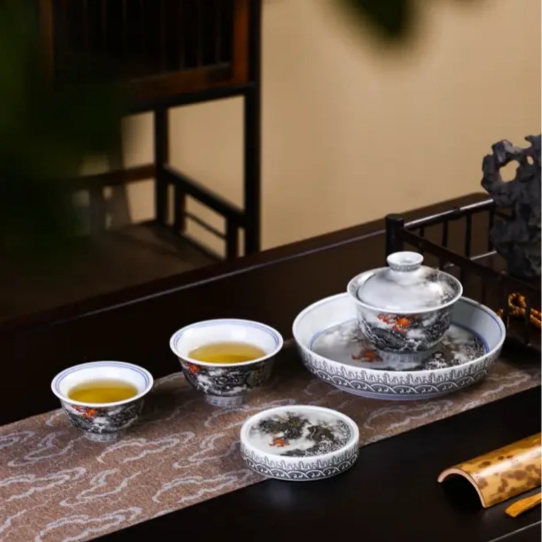 景德镇水墨龙腾系列茶具套装