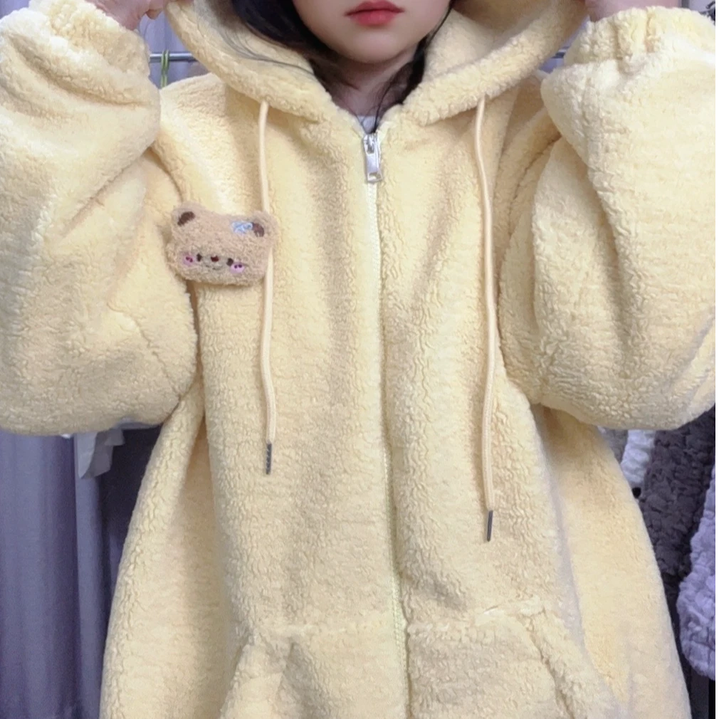 2024年新品冬季双面绒连帽外套刺绣加厚保暖百搭（公仔）