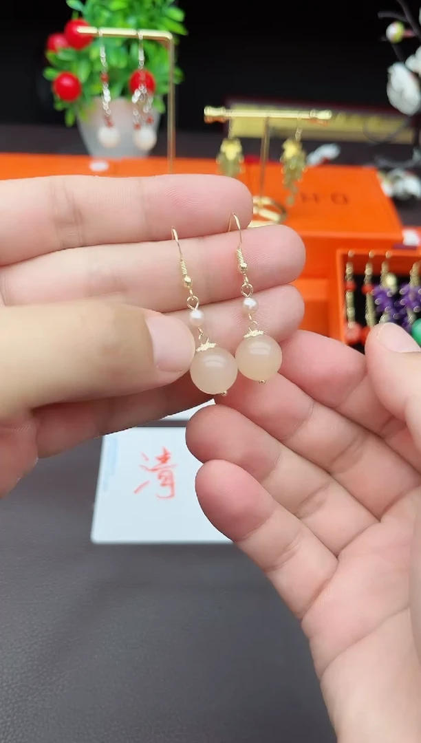 玛瑙/玉髓耳饰银S925镶嵌218000