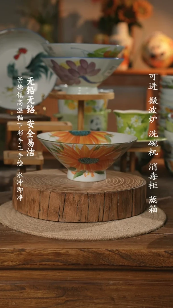 瓷景德镇高温瓷釉下彩手绘陶瓷