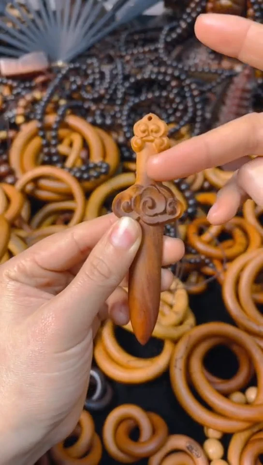 【闪购商品】枣木木雕11公分桃木剑一物一拍