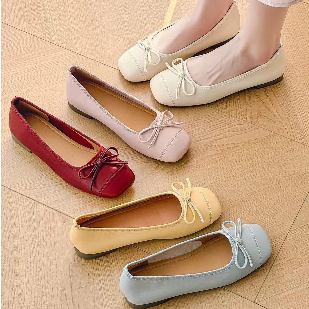 【大美家733】7月新款女法式蝴蝶结圆头皮面单鞋温柔88559