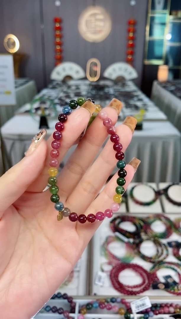 未镶嵌老矿碧玺色标冰体单圈手串5mm+碧玺dan多样性发货一条