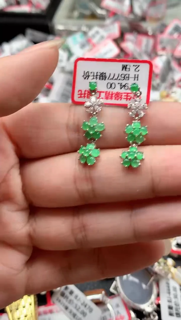 银S925镶嵌戒指翡翠天然A货缅甸翡翠