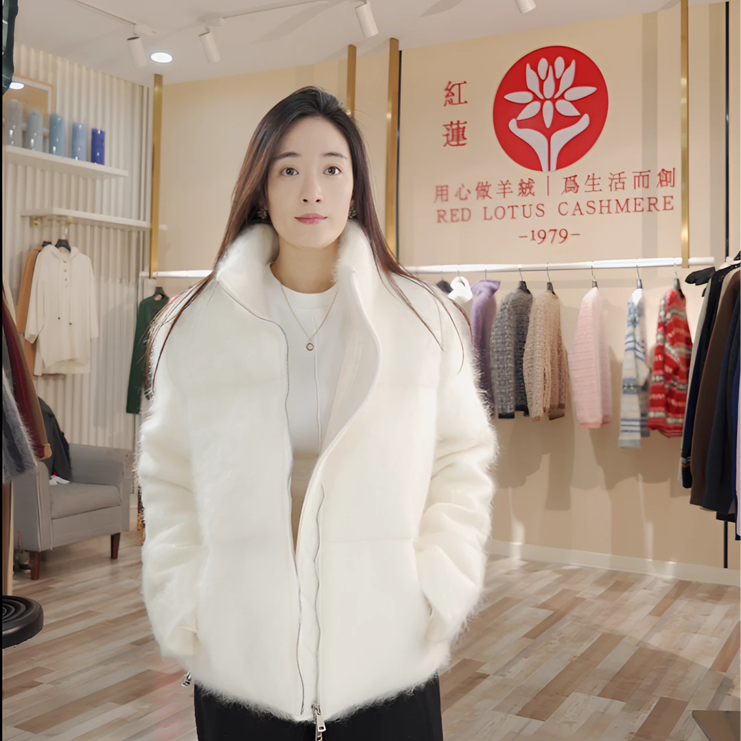 【25新款金包钻】软糯羊绒拉绒鹅绒时尚立领加厚夹克JHL-111111