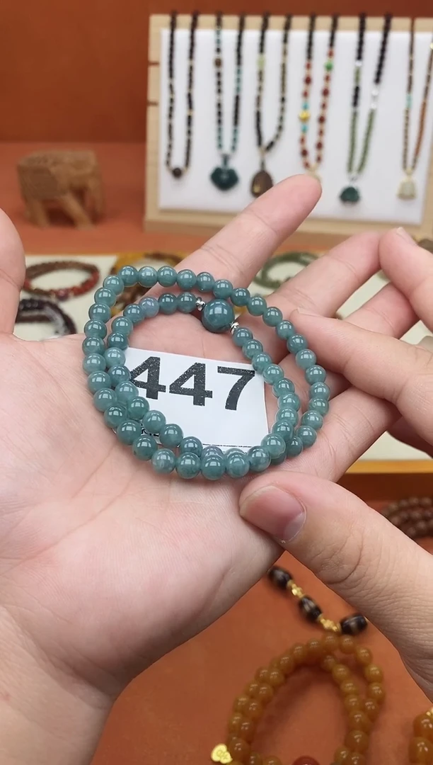 未镶嵌手链翡翠05+蓝翡双圈微瑕