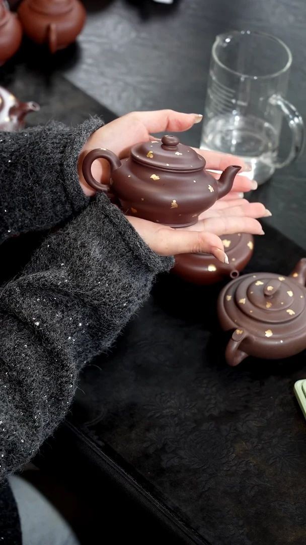 茶壶紫砂老紫泥景舟虚扁洒金180cc