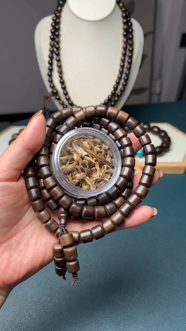 沉香沉香碎屑8mm108越南芽庄多圈桶珠