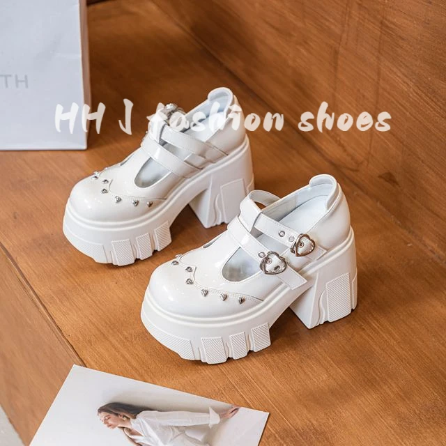 小个子增高11CM玛丽珍鞋女2025夏季新款镂空透气单鞋时尚粗跟凉鞋