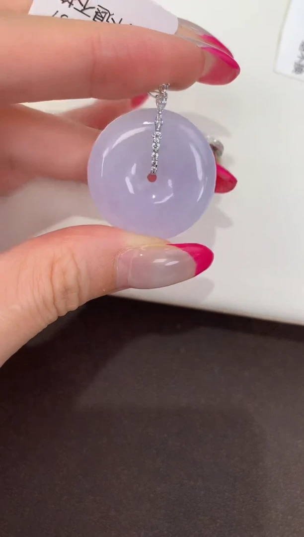 颈饰18K金镶嵌翡翠天然缅甸a货翡翠