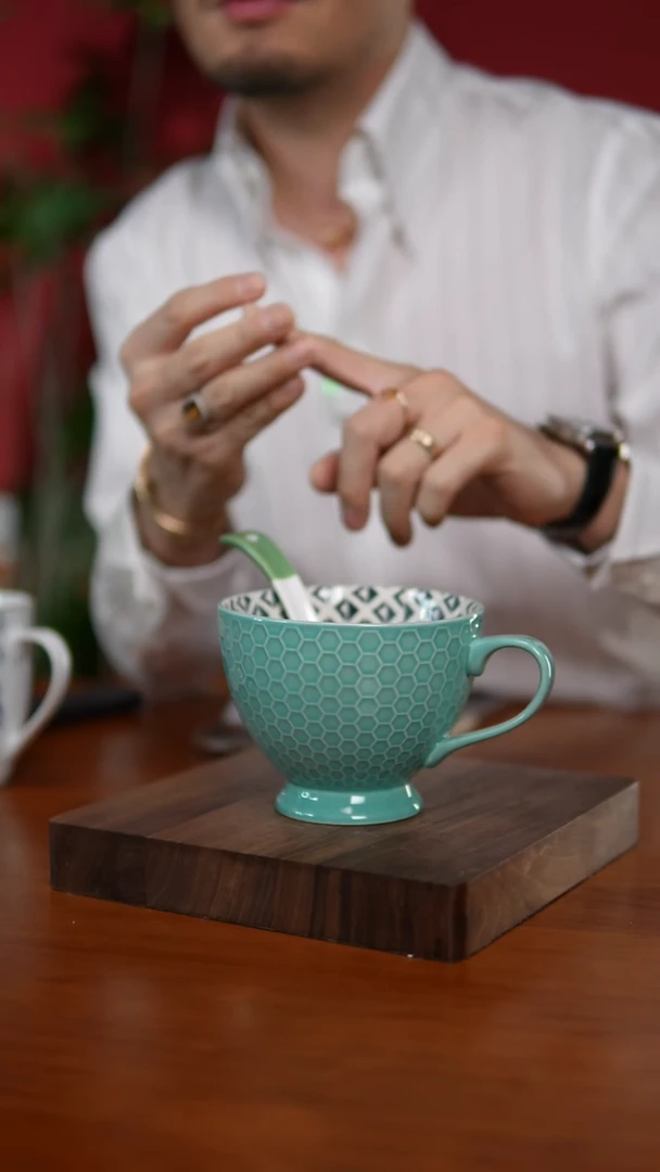 陶瓷A036 早餐杯带勺子