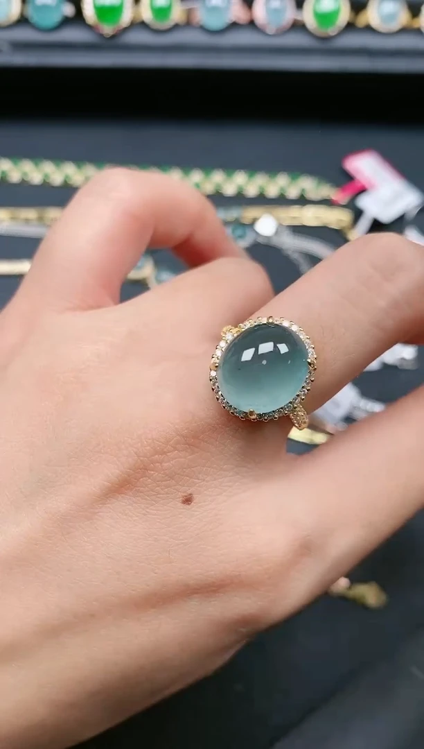 翡翠戒指银S925镶嵌111111