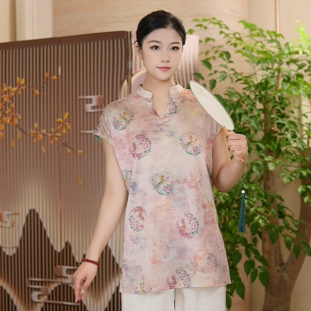【莫奈】双面可穿原创新中式国风不规则小衫非遗工艺夏季透气优雅