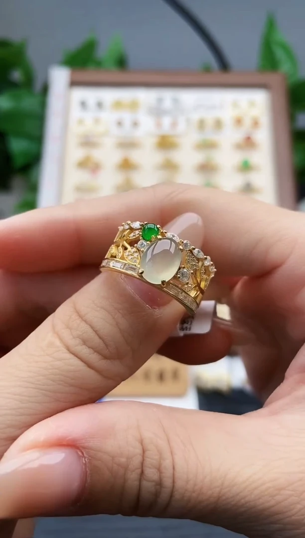 银S925镶嵌戒指翡翠12