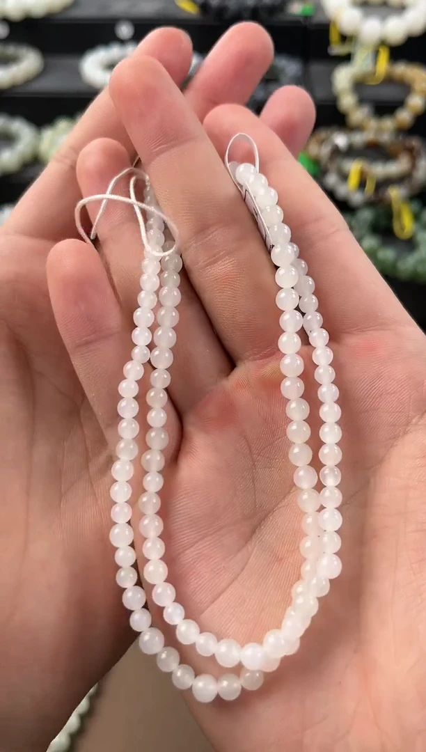 【闪购商品】和田玉未镶嵌手串青海新坑白玉108手串卡5+微色差（瑕）