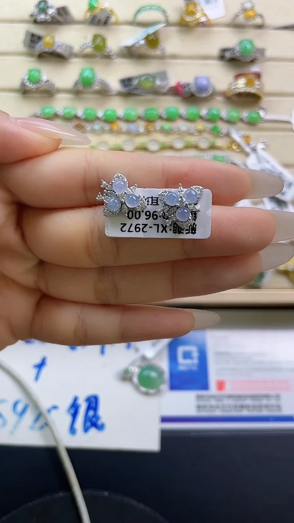银S925镶嵌戒指翡翠翡翠 蛋面 银S925镶嵌