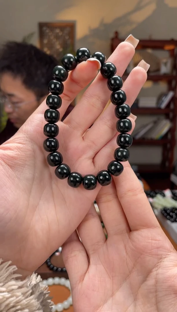 未镶嵌手串和田玉少*黑9-10老