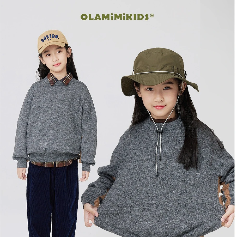 OLAMIMI定制 秋冬 亲子中性撞色休闲百搭针织衫毛衣