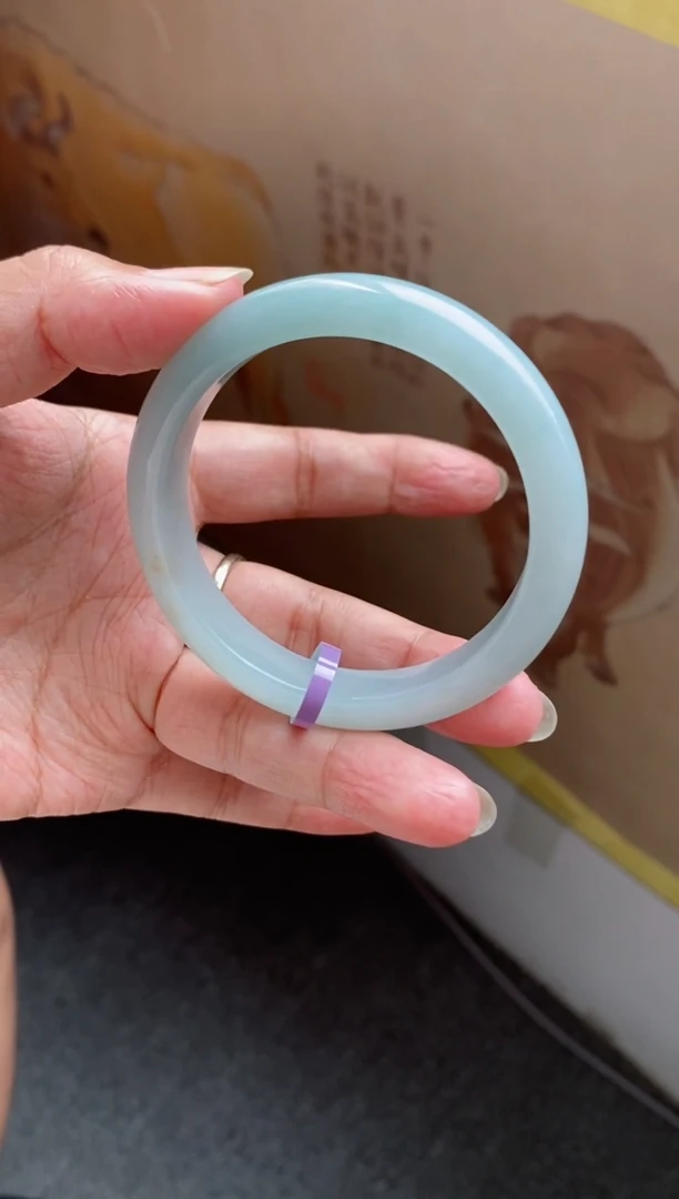 翡翠手镯未镶嵌（十星强推）胶润天空蓝9号