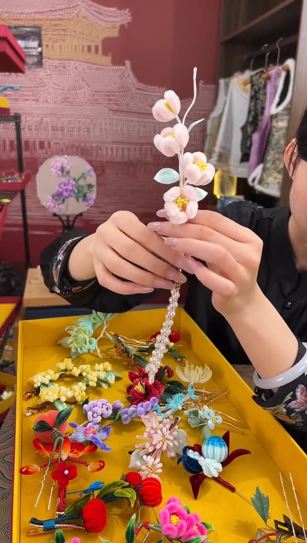 【闪购商品】刺绣 非遗绒花（发饰）