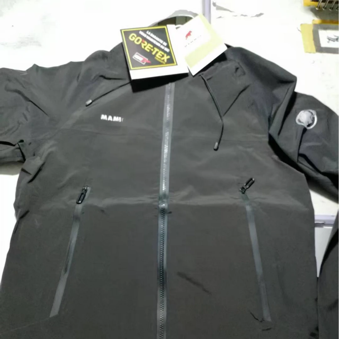 大象右胸子字母左臂标热封压胶单层布硬壳冲锋衣反光印花三标齐全