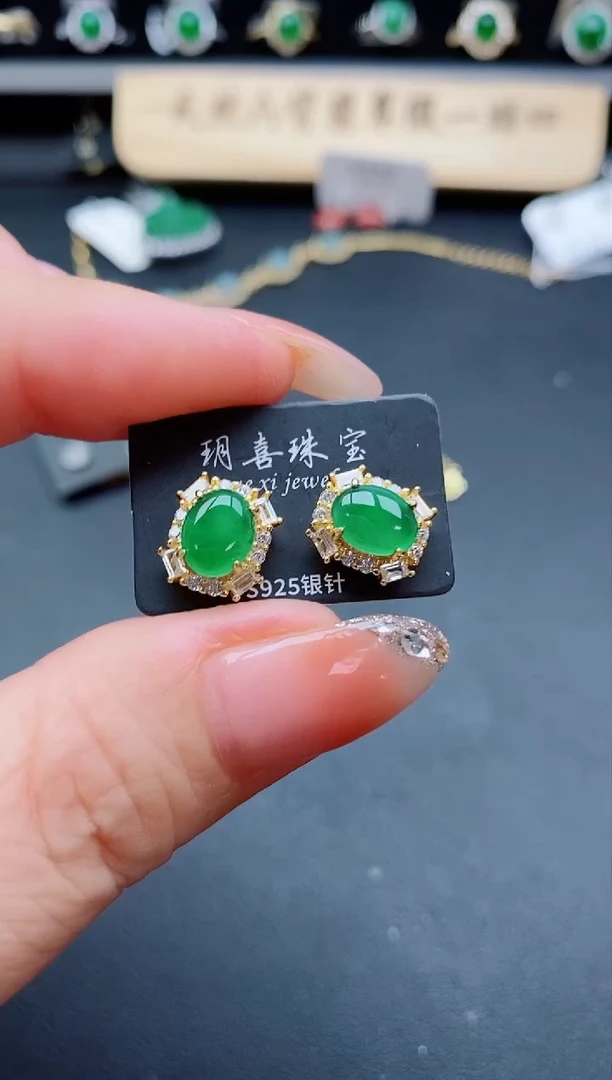 银S925镶嵌戒指翡翠1