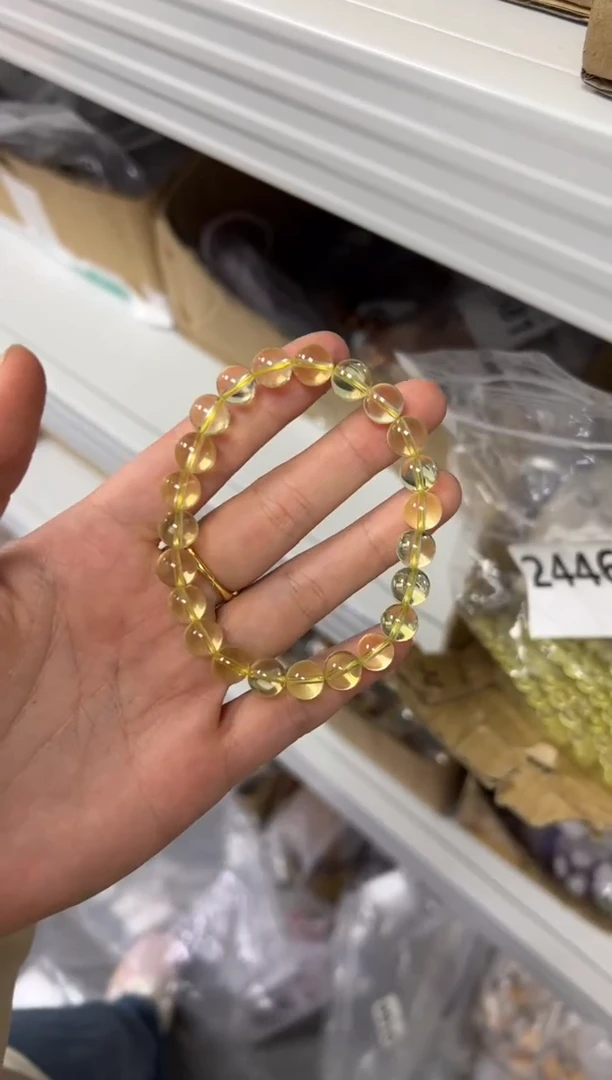 【闪购商品】水晶手链未镶嵌柠檬黄黄水晶圆珠手串[2446]