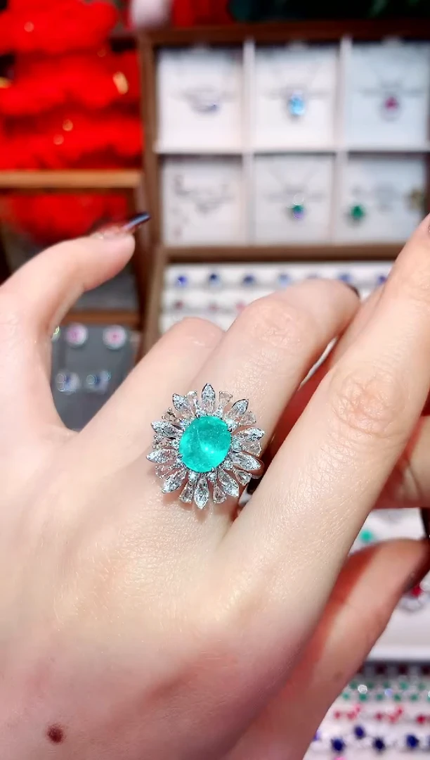 18K金镶嵌戒指帕拉依巴碧玺1.64ct/天然宝石/七天无理由