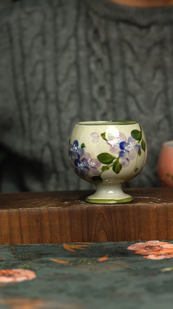 杯釉下彩手工手绘同款陶器