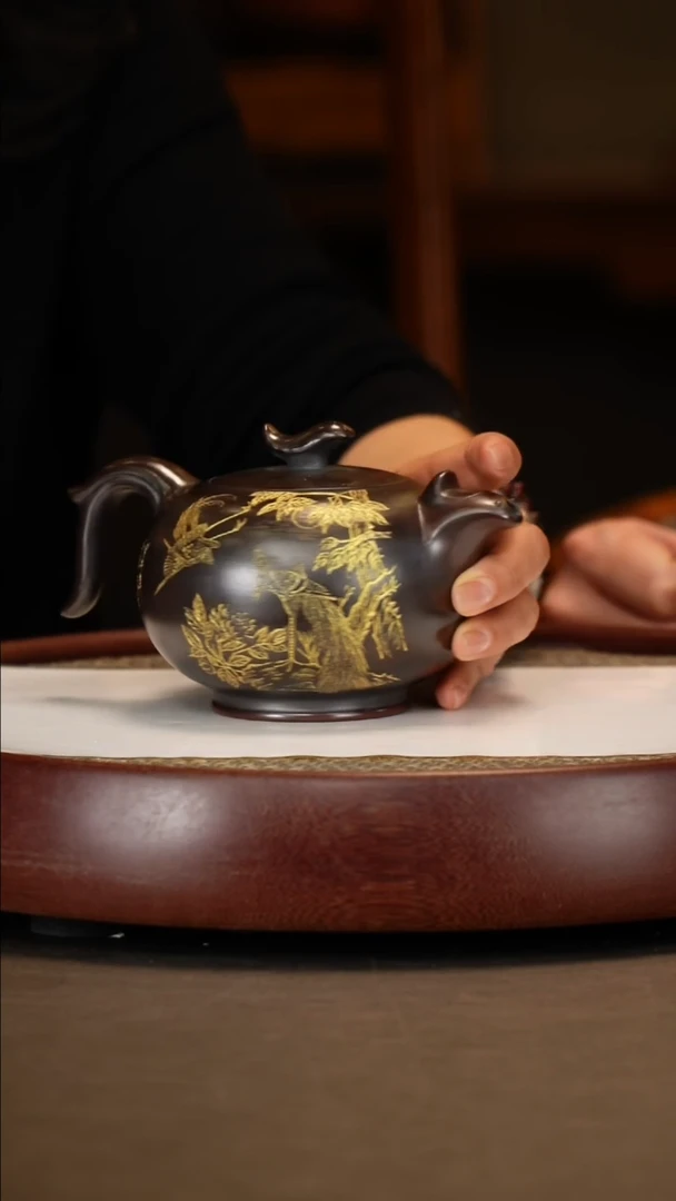 【闪购商品】紫砂茶壶【吴顺华】古乌泥顺华窑烧制丹凤朝阳