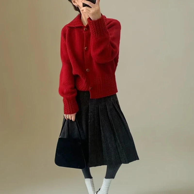 24秋冬韩系全羊毛高领开衫时尚