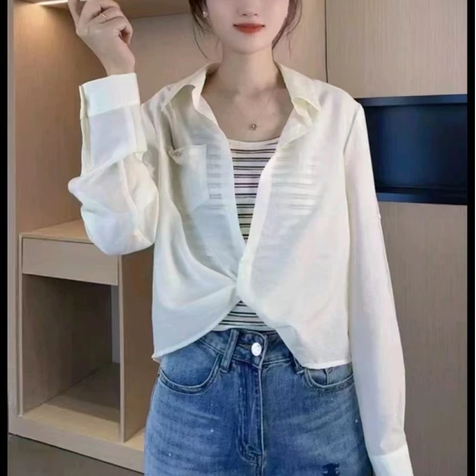 253#翻领衬衫两件套背心套装女休闲时尚洋气百搭减龄显瘦春秋
