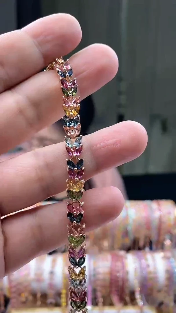 【闪购商品】碧玺手链银S925镶嵌35435434354354